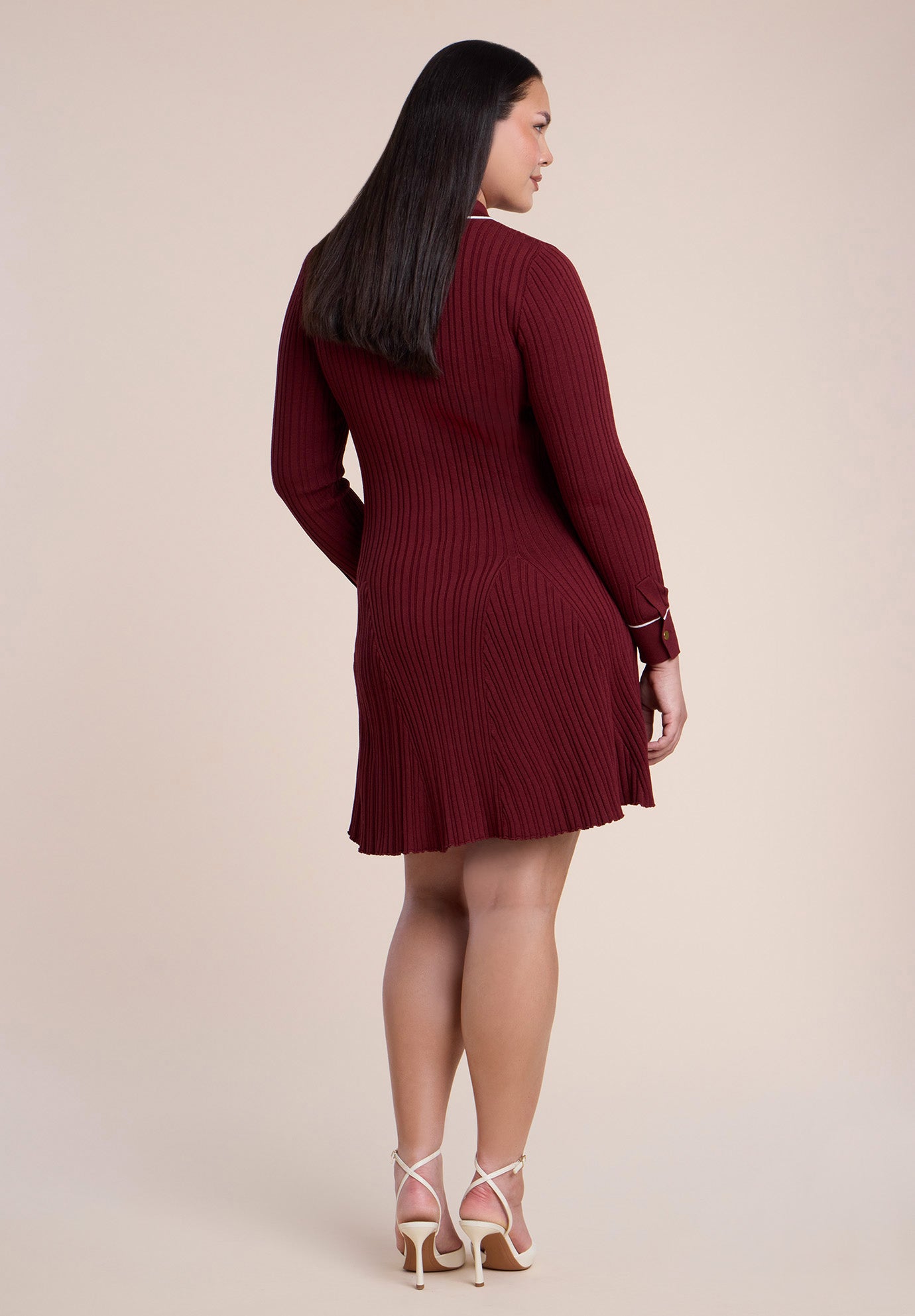 Tipping Detail Collared Sweater Mini Dress image number 1