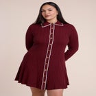 Tipping Detail Collared Sweater Mini Dress image number 2