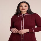 Tipping Detail Collared Sweater Mini Dress image number 3