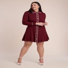 Tipping Detail Collared Sweater Mini Dress image number 0