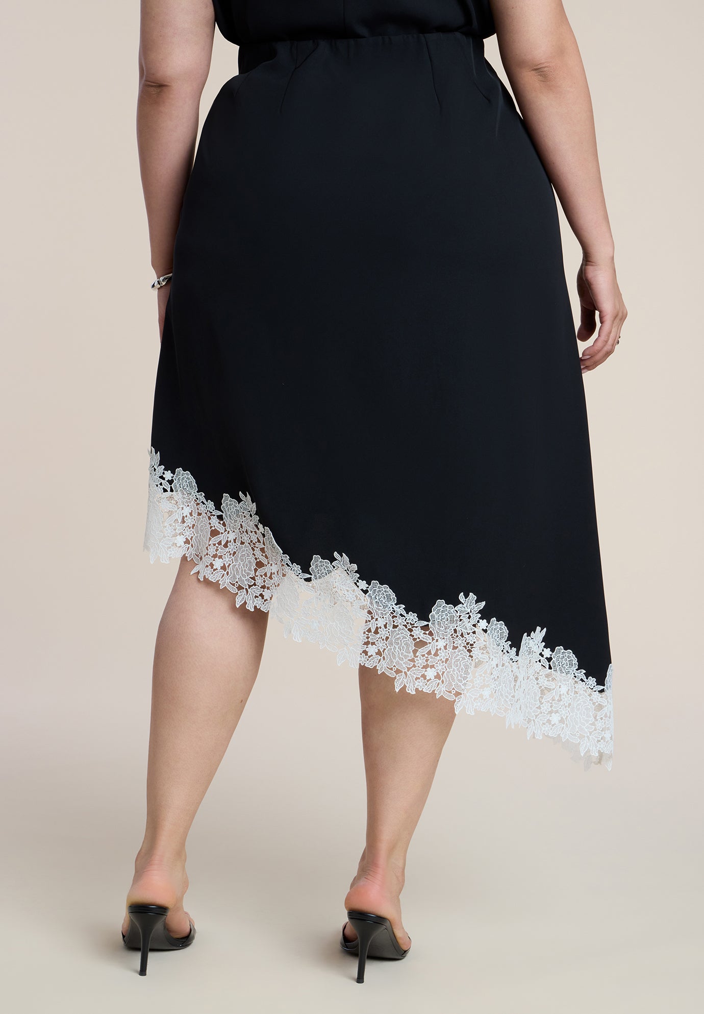 Asym Lace-Trimmed Midi Skirt image number 2