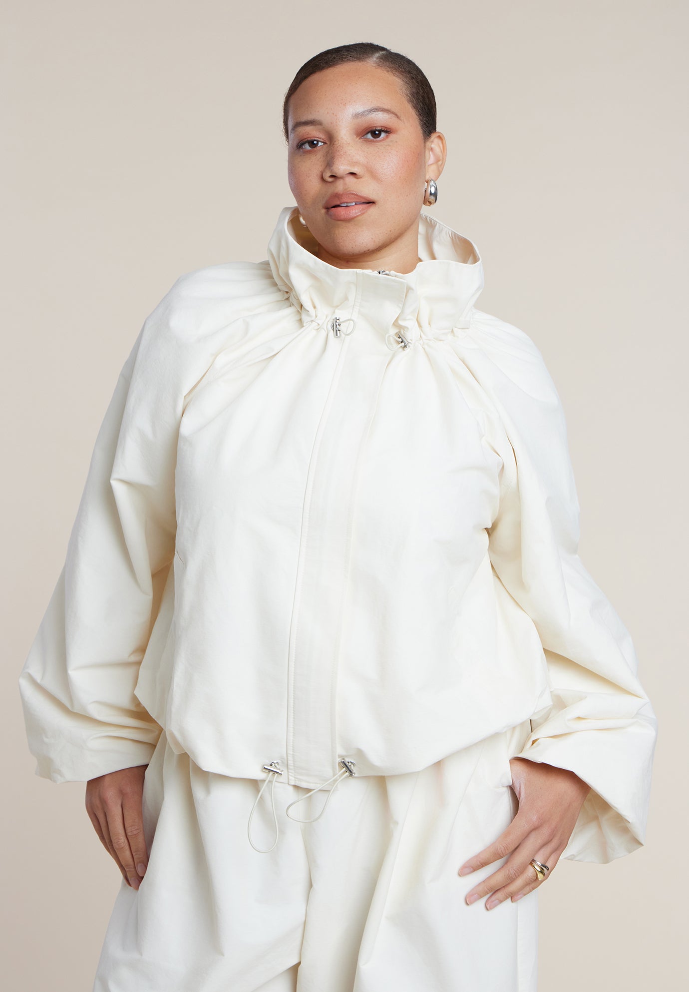 Cotton-Blend Drawcord Bomber Jacket image number 0