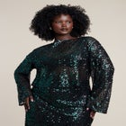 Boat Neck Sequin Crop Top image number 1