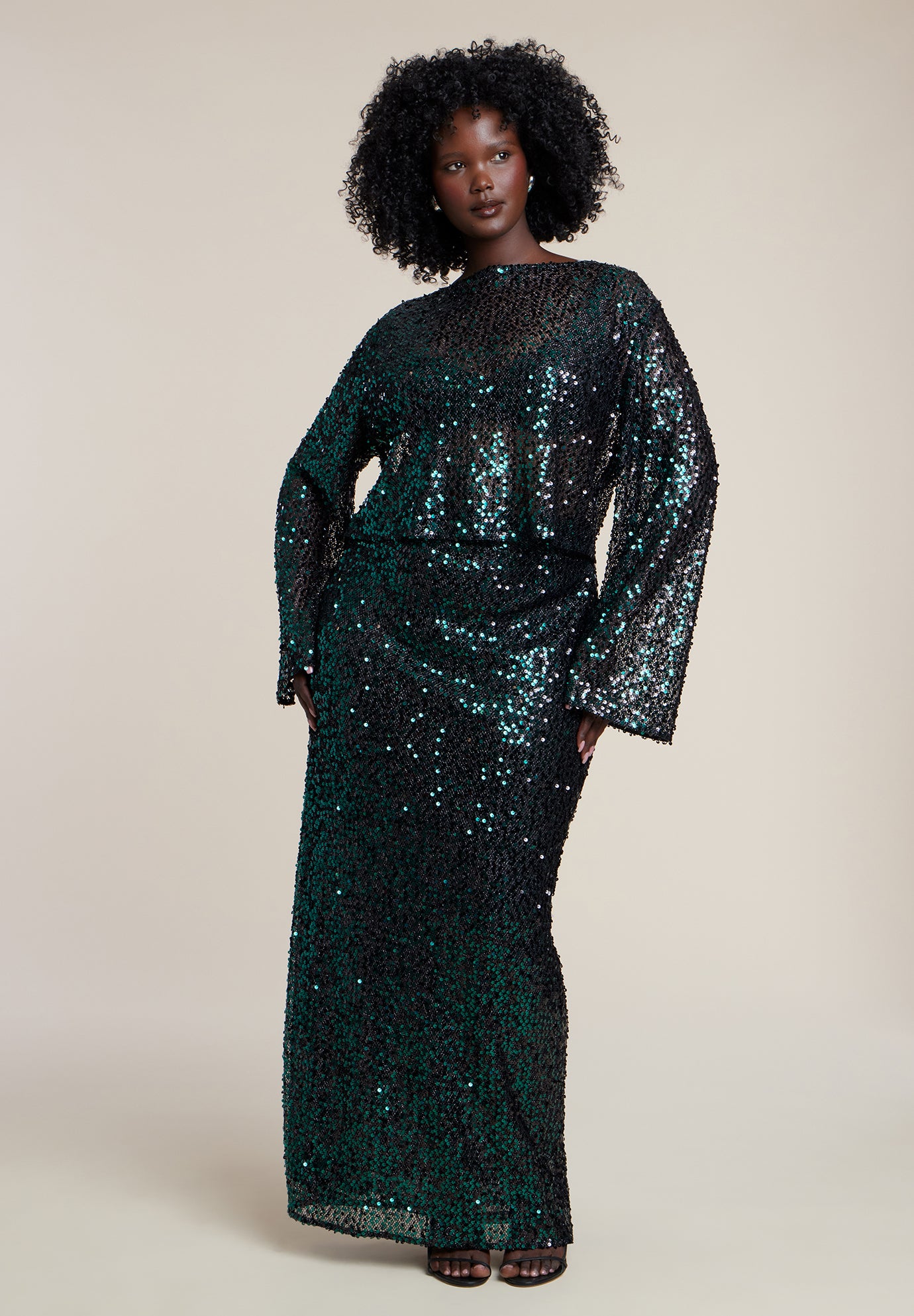 Boat Neck Sequin Crop Top image number 3