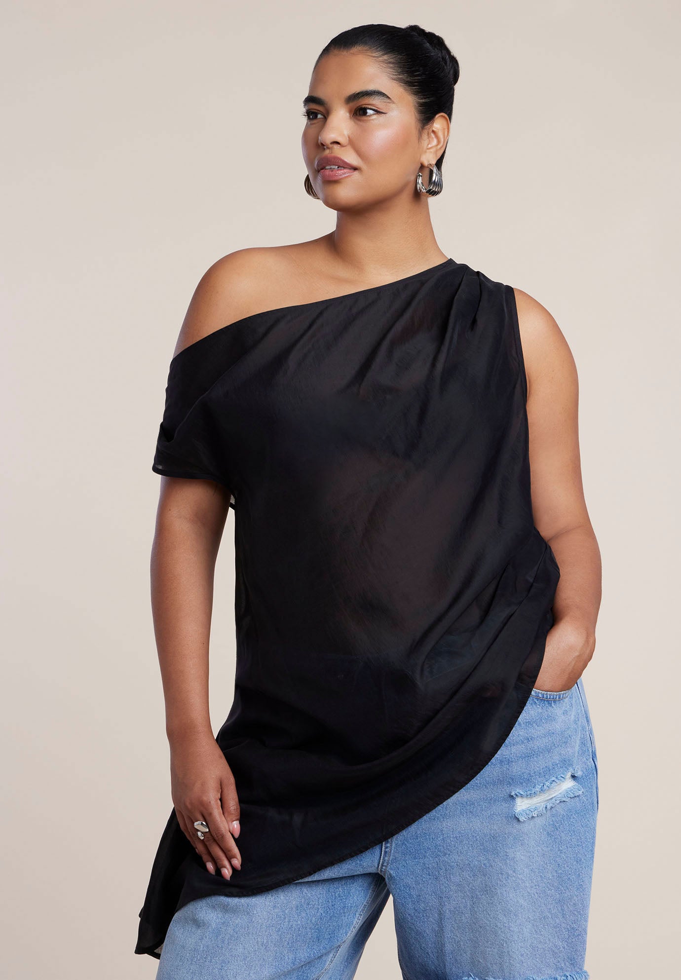 Off The Shoulder Sheer Top image number 1