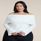 Off The Shoulder Ribbed Sweater image number null