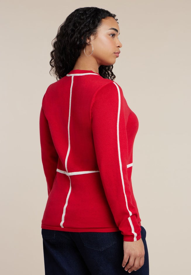 Contrast Line Detail Turtleneck Sweater image number 1