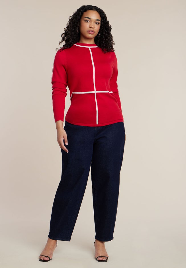 Contrast Line Detail Turtleneck Sweater image number 2