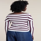 Striped Wrap Front Cropped Sweater image number 1