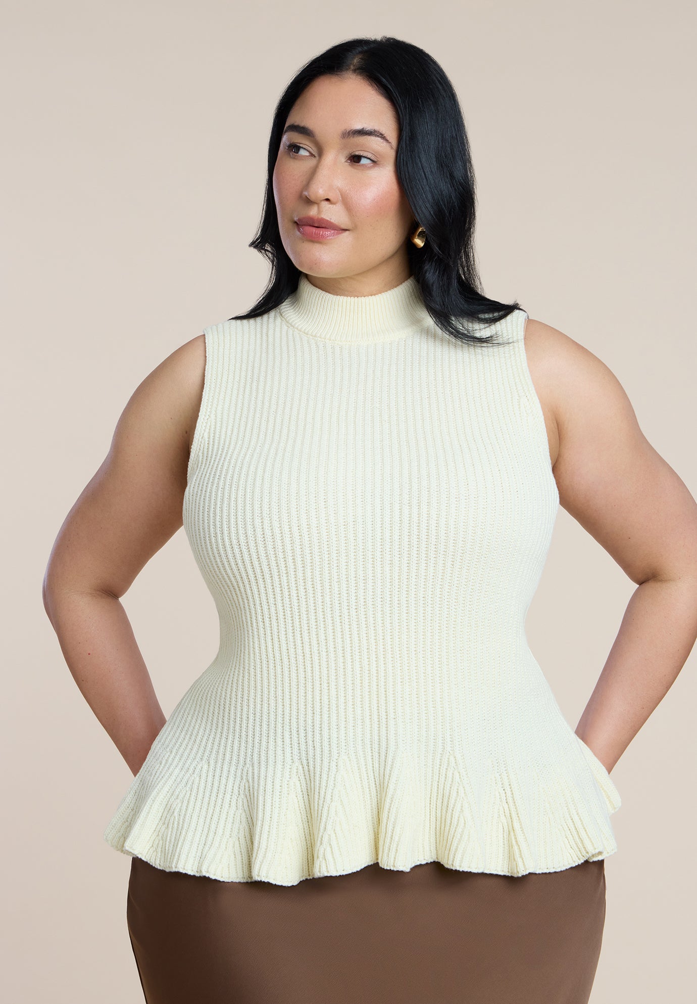 Mockneck Peplum Sweater image number 0