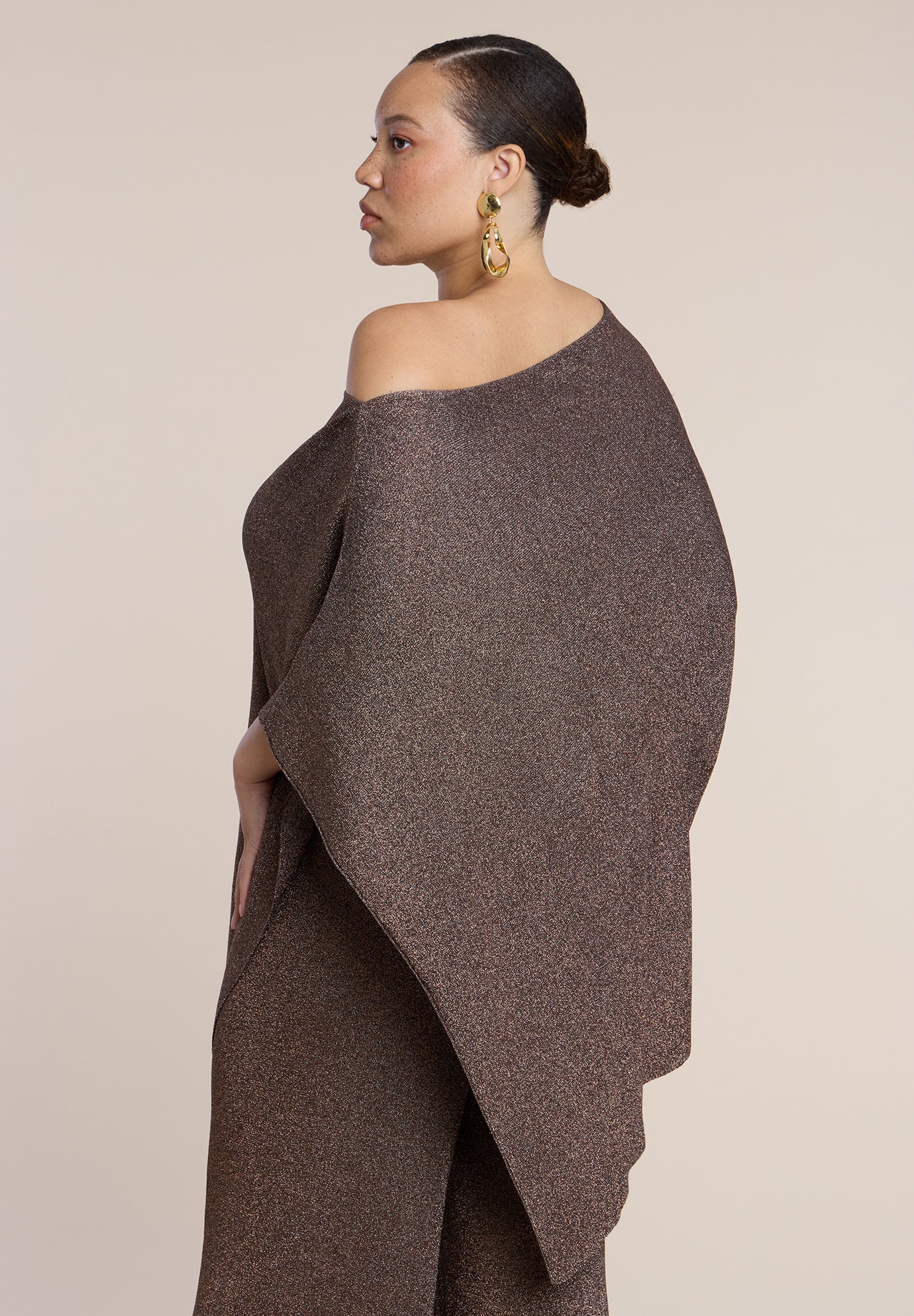 Asym Shimmer Knit Cape image number 2