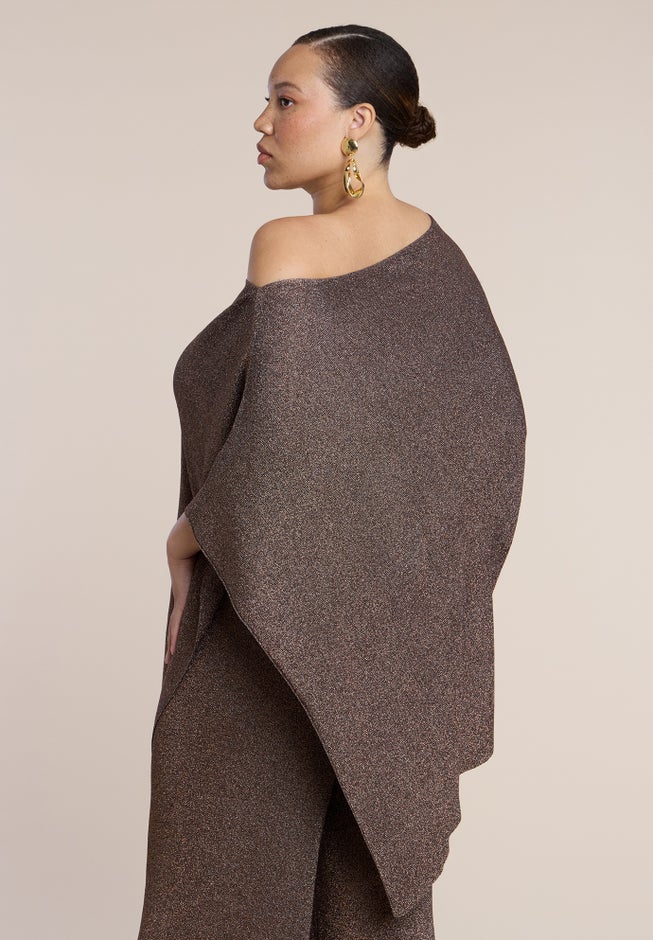 Asym Shimmer Knit Cape image number 2