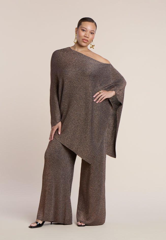 Asym Shimmer Knit Cape image number 3