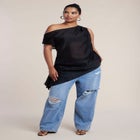 Foldover Waistband Distressed Straight-Leg Jean image number 2