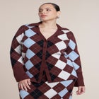 Argyle Intarsia Collared Cardigan image number 0