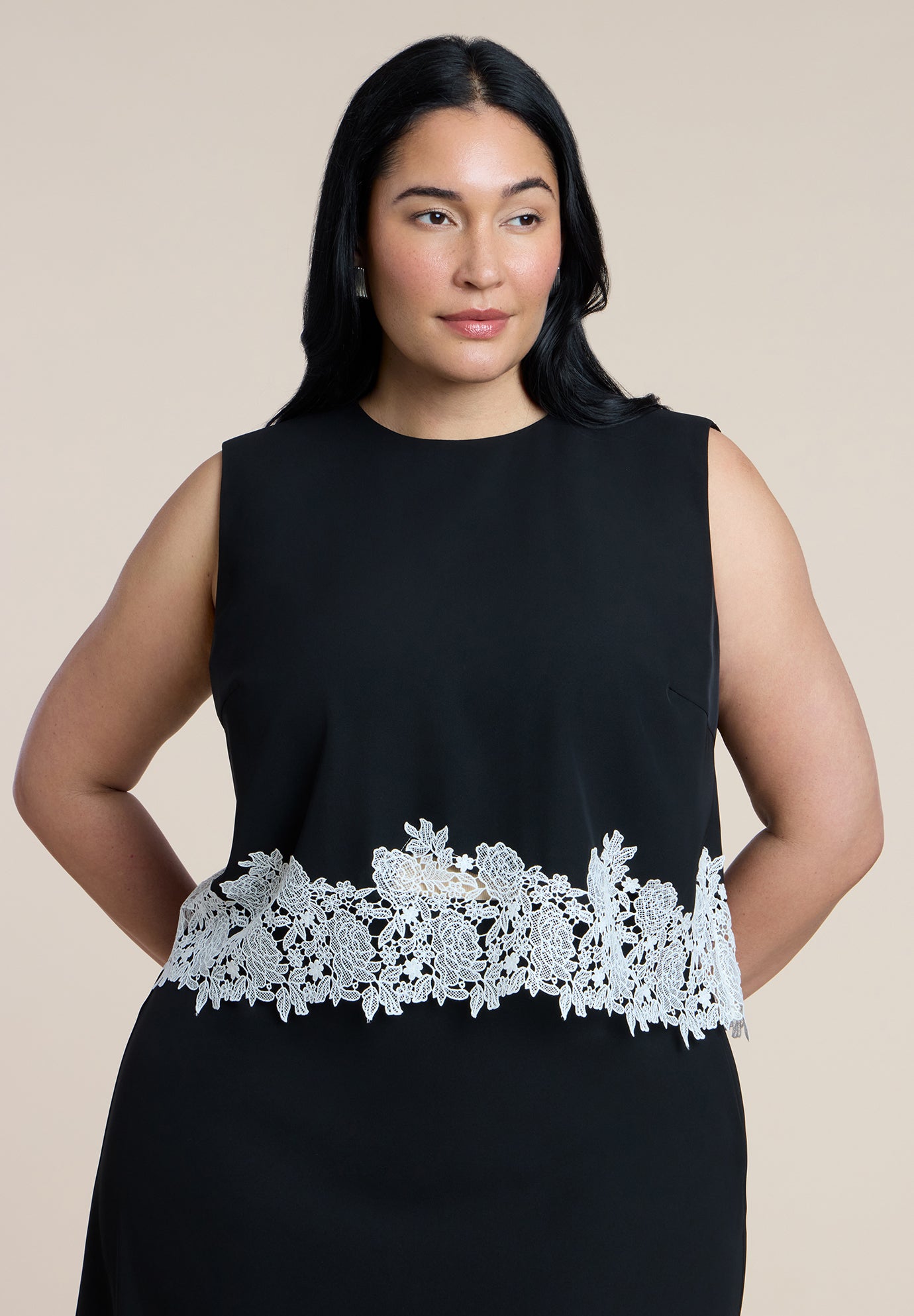 Sleeveless Lace-Trimmed Top image number 0