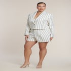 Boxy Cropped Stripe Blazer image number 2