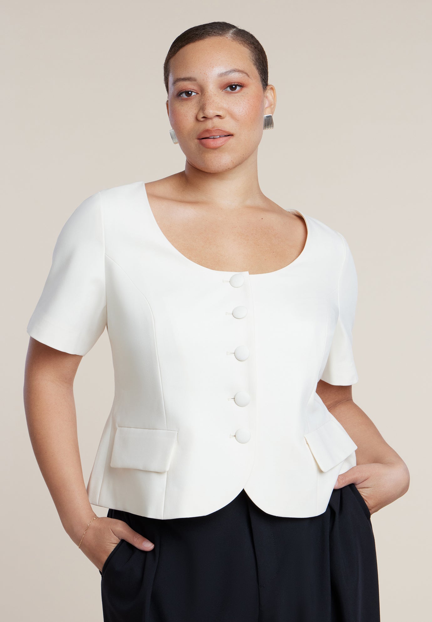 Cinched Waist Short Sleeve Blazer image number 0