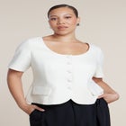 Cinched Waist Short Sleeve Blazer image number null