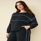 Ellos Studio Piped Boxy Fleece Sweatshirt image number 0