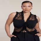Ruffled Lace Top With Tie Detail image number 0