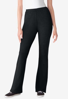 Stretch-Cotton Knit Pull-On Bootcut Leggings