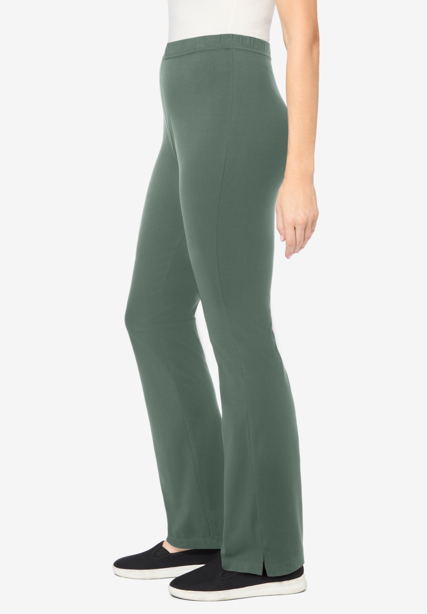 Stretch-Cotton Knit Pull-On Bootcut Leggings image number 1