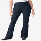 Stretch-Cotton Knit Pull-On Bootcut Leggings image number null