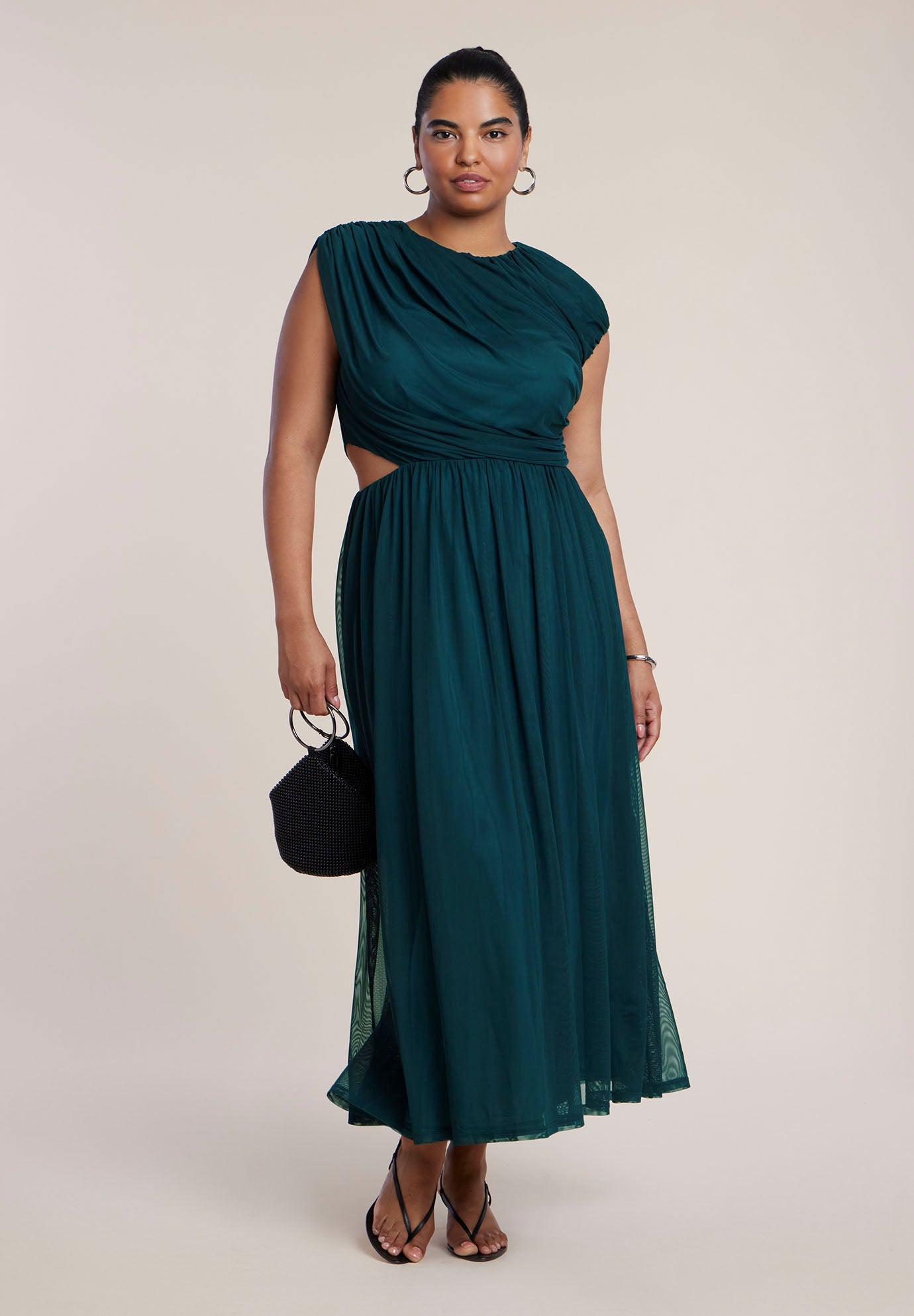 Asymmetric Draped Knit Maxi Dress image number 1