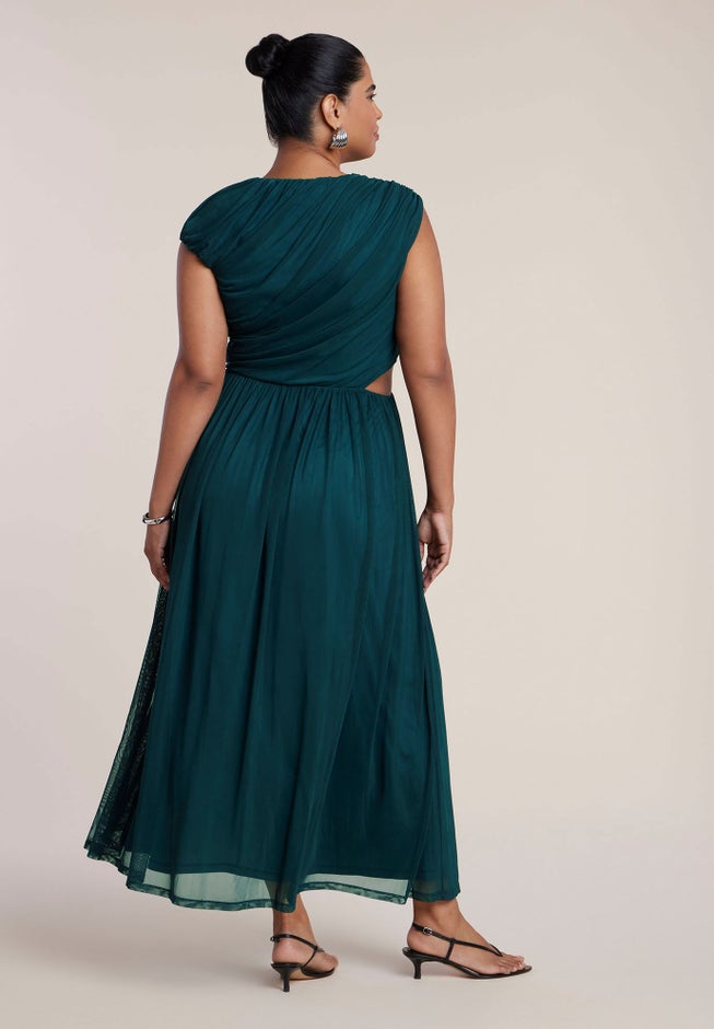 Asymmetric Draped Knit Maxi Dress image number 2