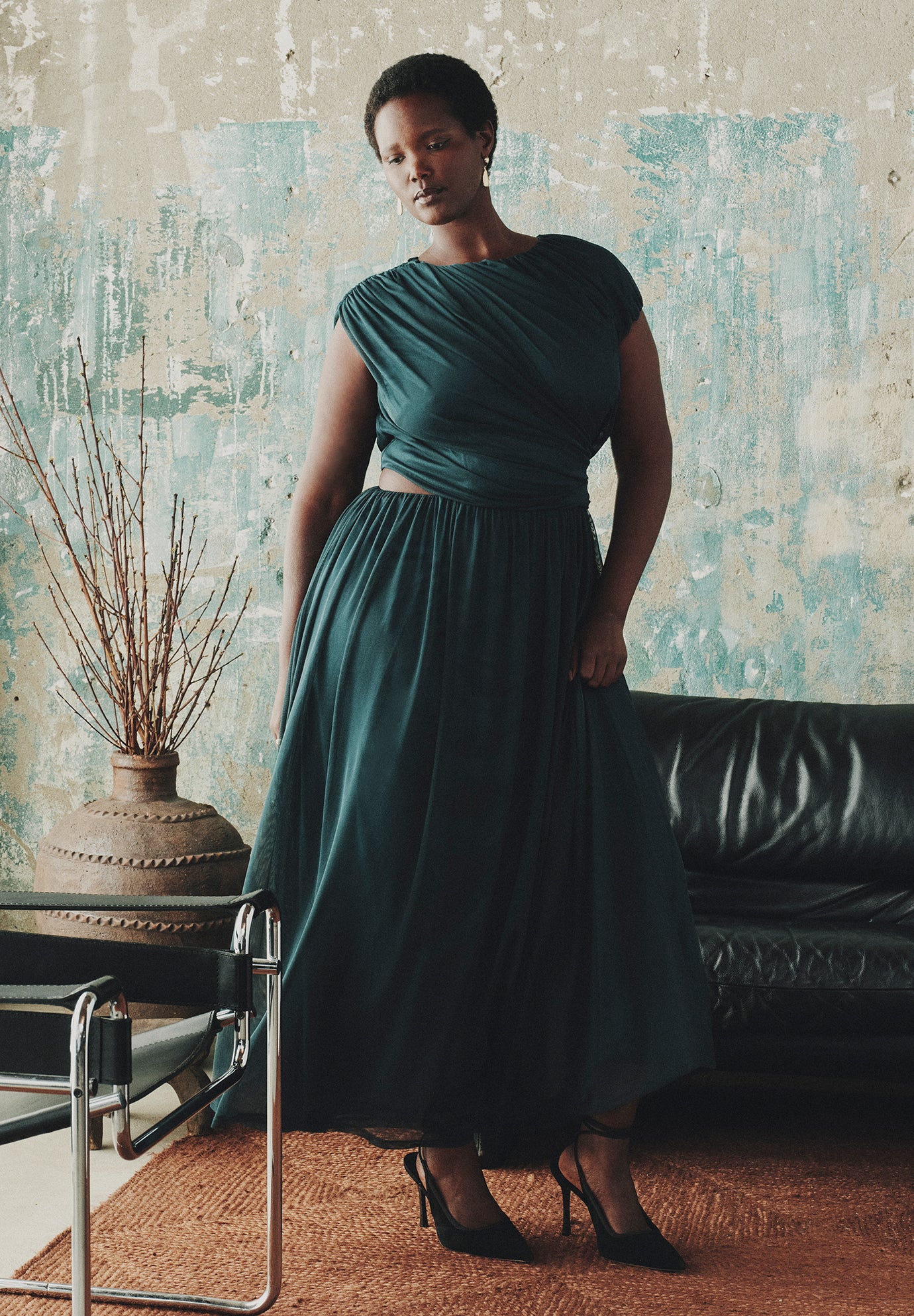 Asymmetric Draped Knit Maxi Dress image number 0