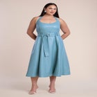 Faux Leather Halter Midi Dress image number 1