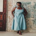 Faux Leather Halter Midi Dress image number 0