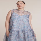 Printed Organza Drop Waist Midi Dress image number 3