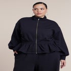 Cinched Zip-Front Peplum Sweatshirt image number 0