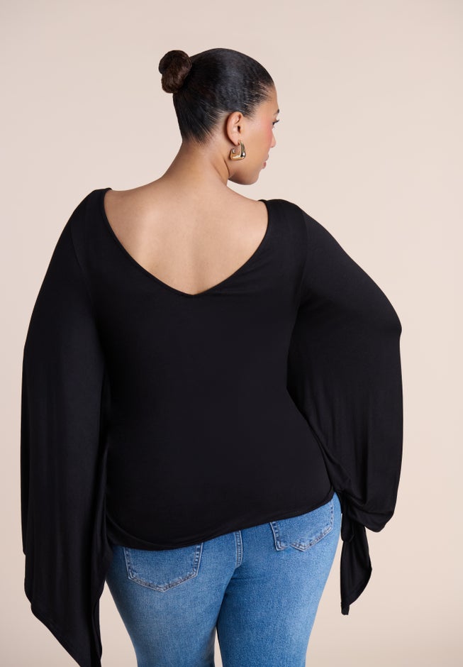 Dramatic Sleeve Shirred Top image number 1
