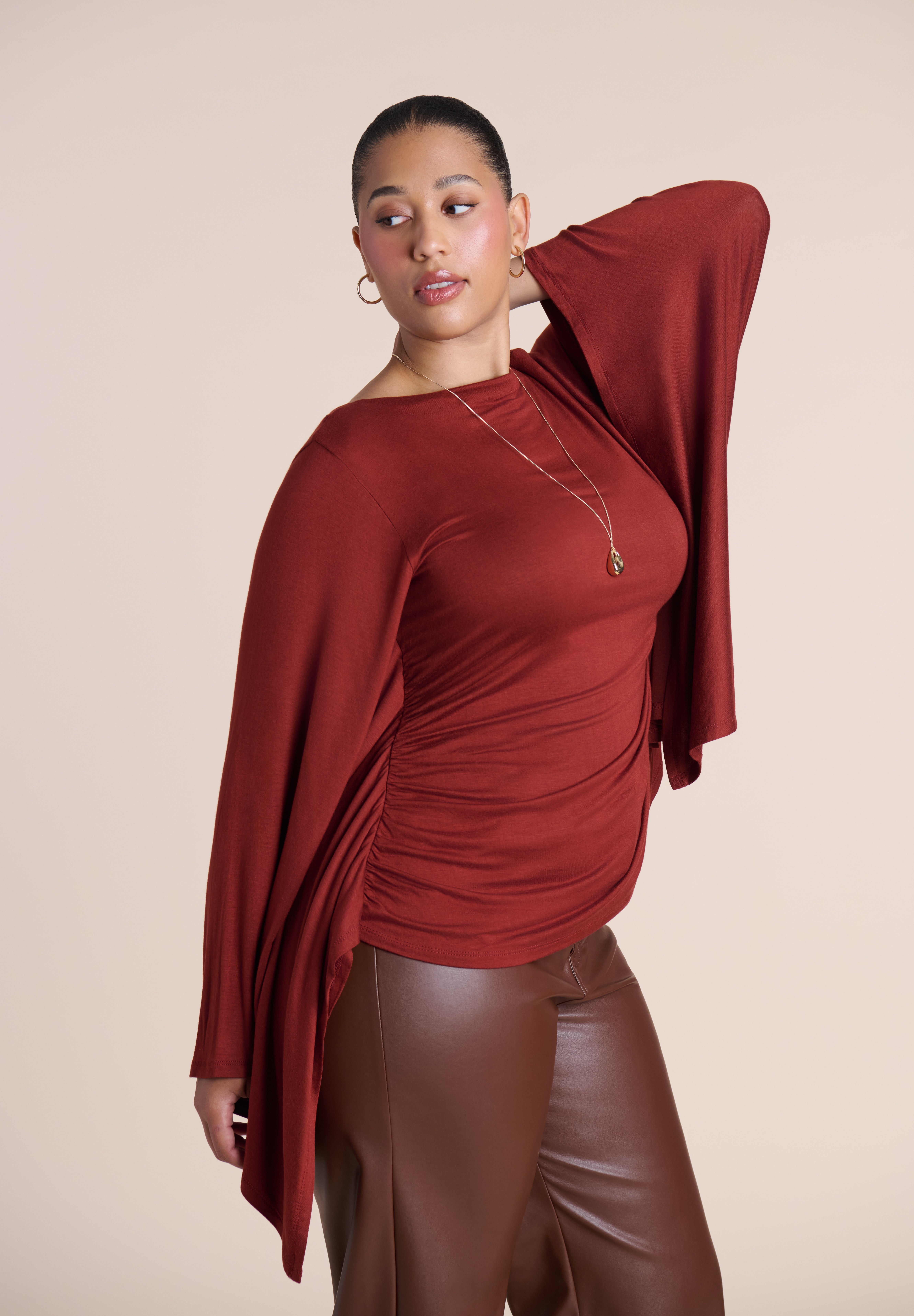 Dramatic Sleeve Shirred Top image number 2