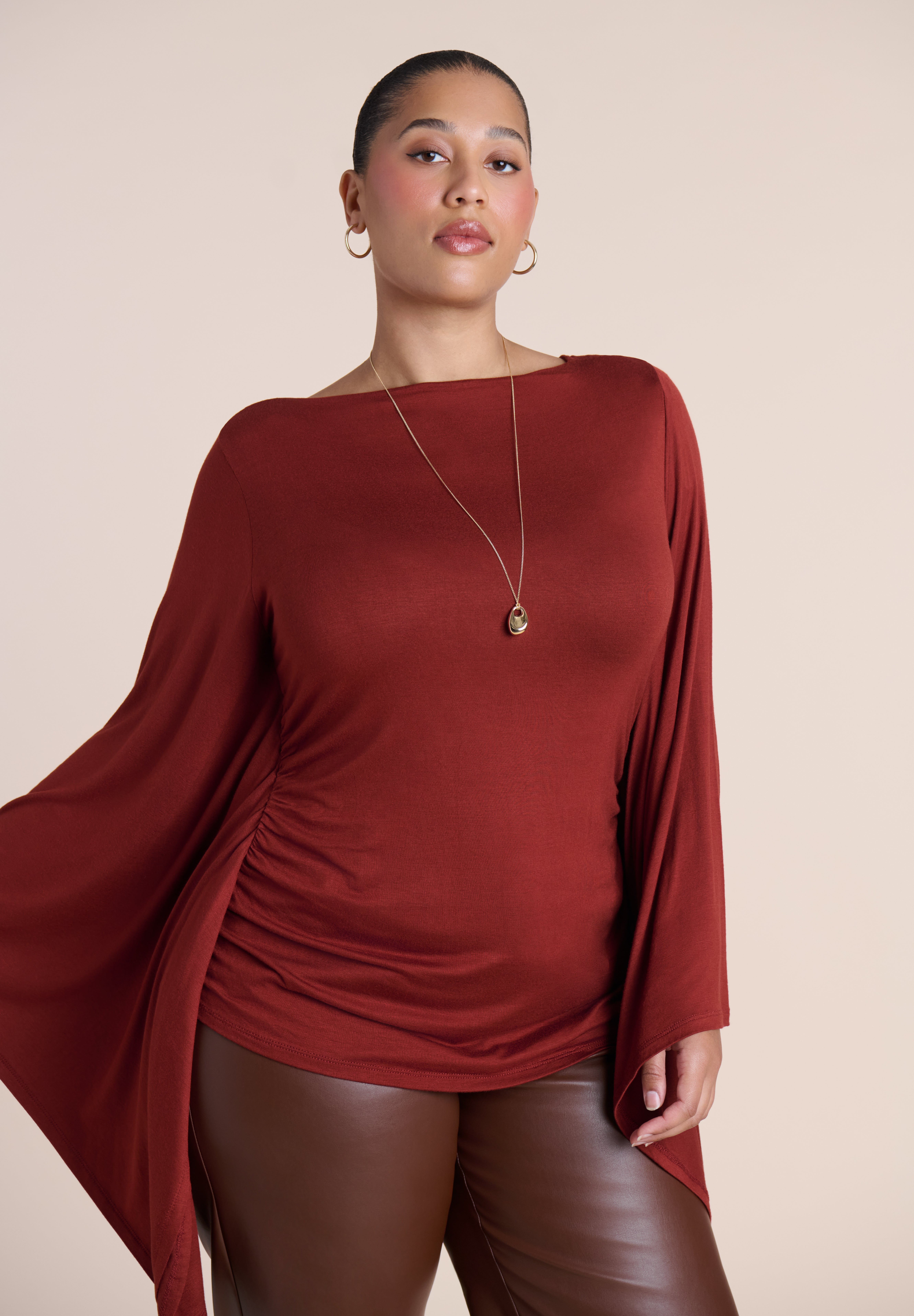 Dramatic Sleeve Shirred Top image number 0