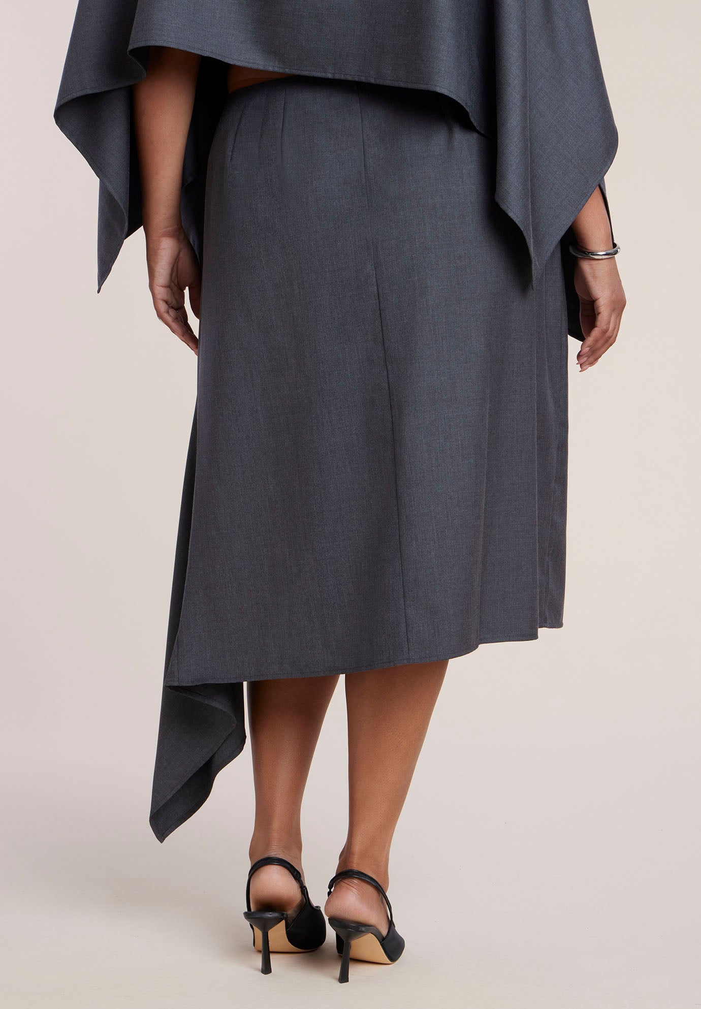 Draped Tailored Midi Skirt image number 2