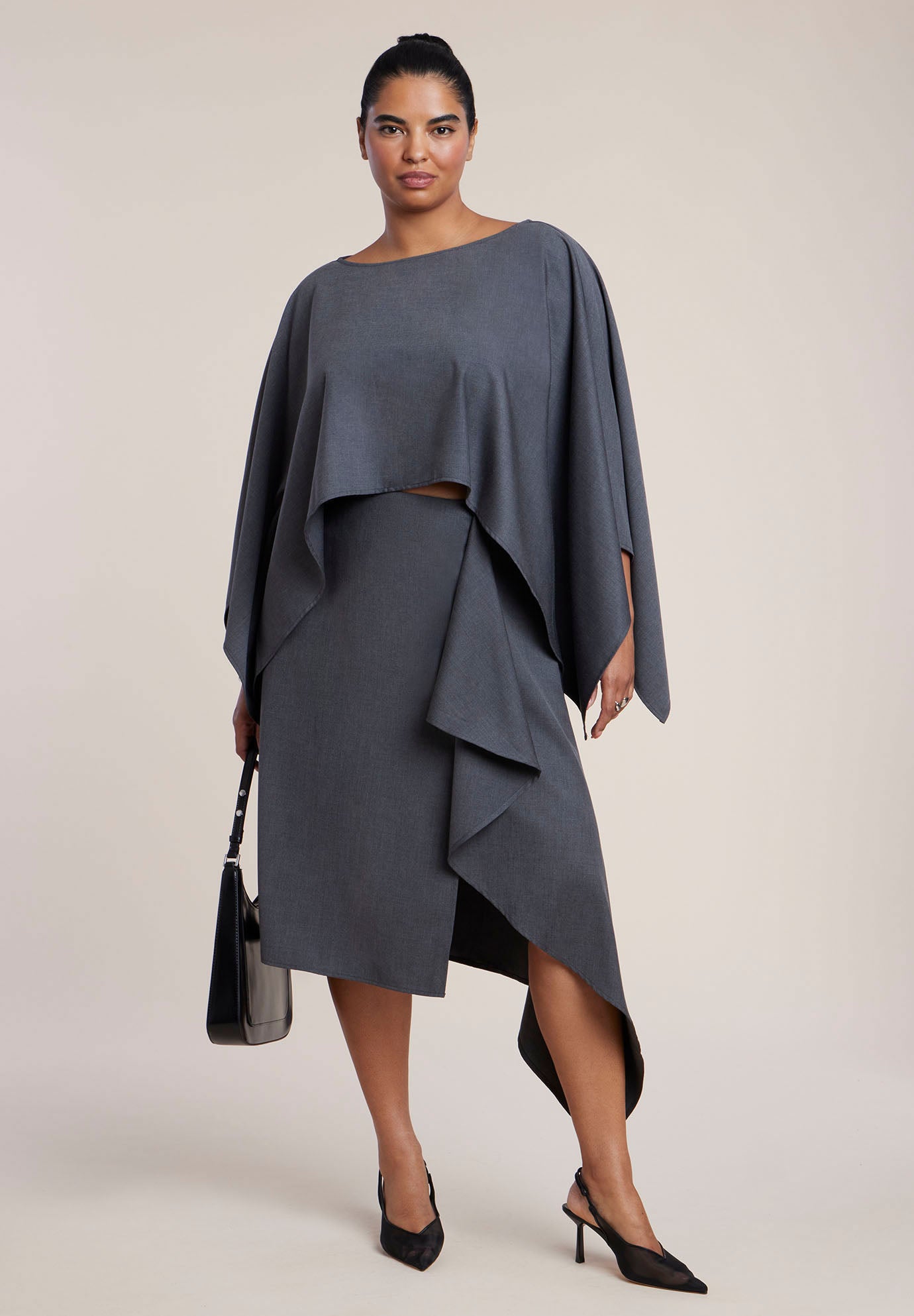 Draped Tailored Midi Skirt image number 0