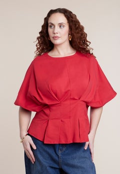 Pleated Cinched Waist Top