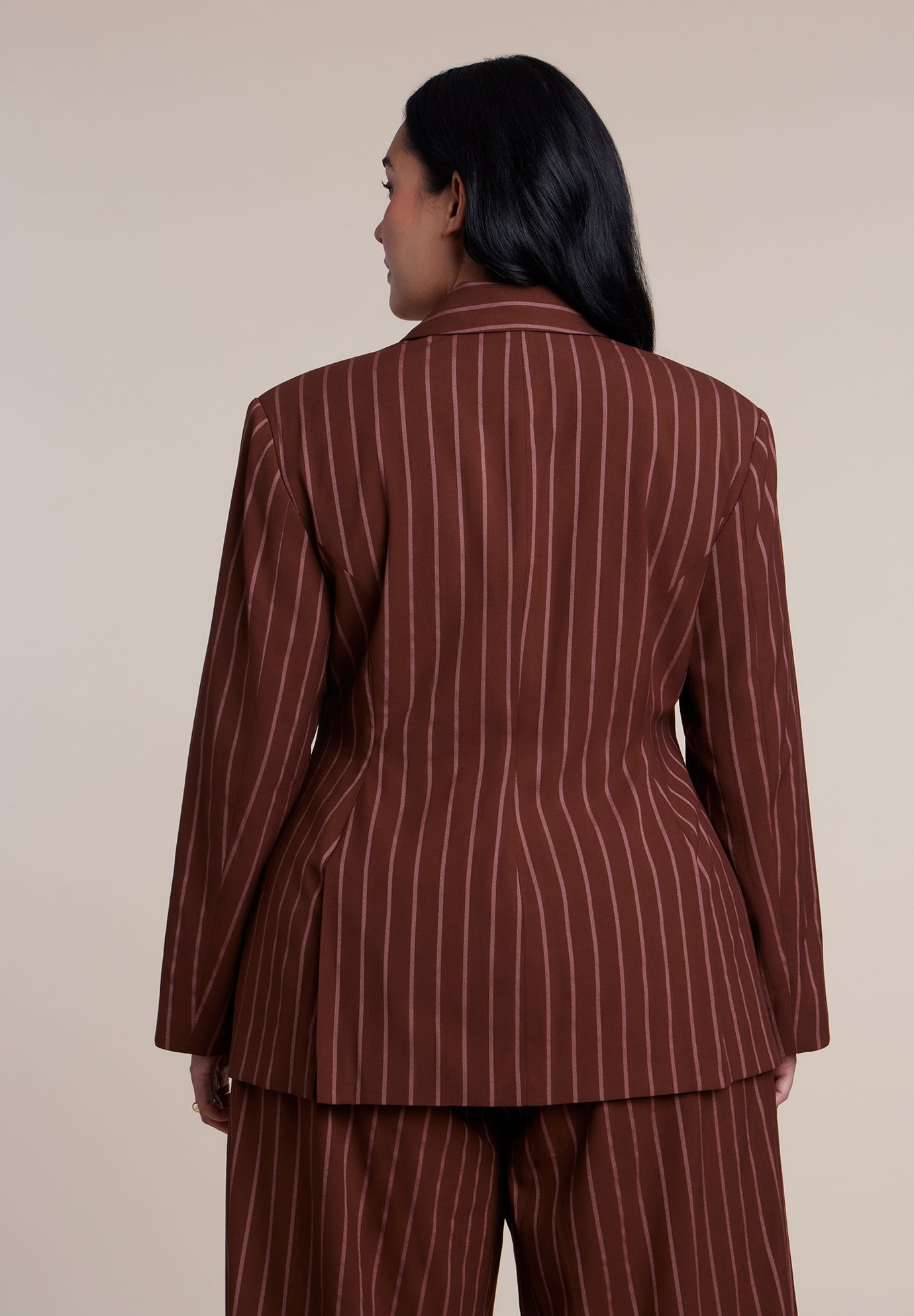 Cinched Waist Striped Blazer image number 1