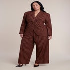 Cinched Waist Striped Blazer image number 3