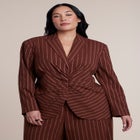 Cinched Waist Striped Blazer image number 0