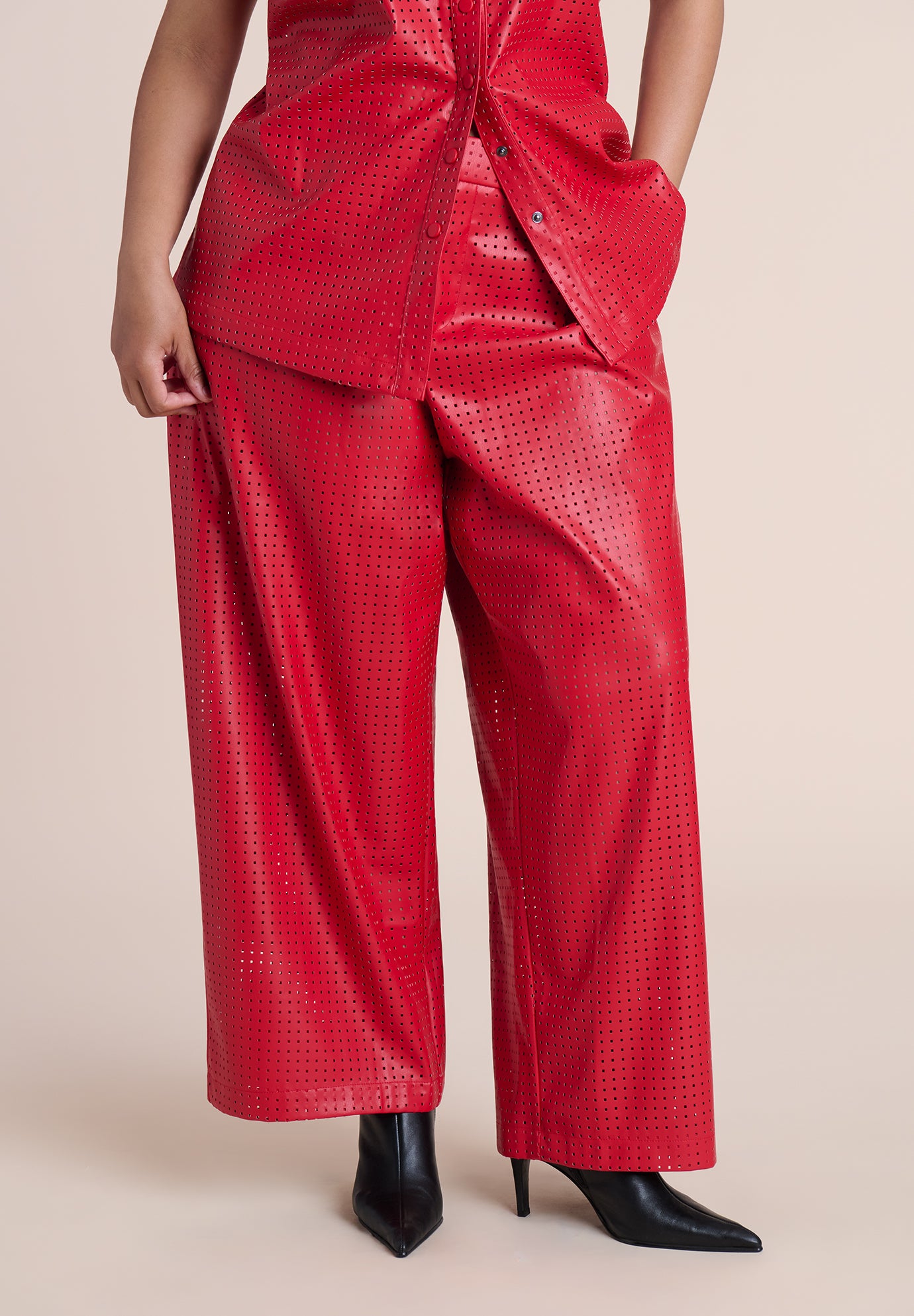 Perforated Faux Leather Pant image number 1