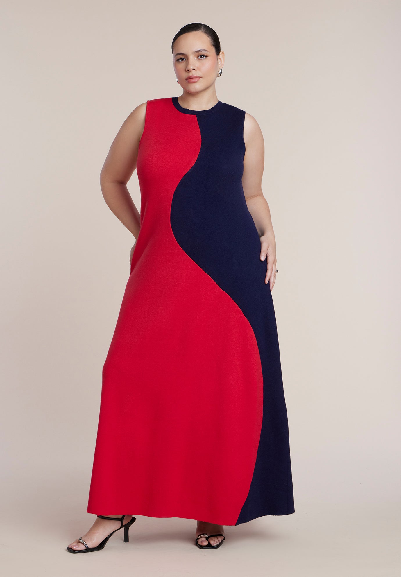 Colorblocked Intarsia Knit Maxi Dress image number 0