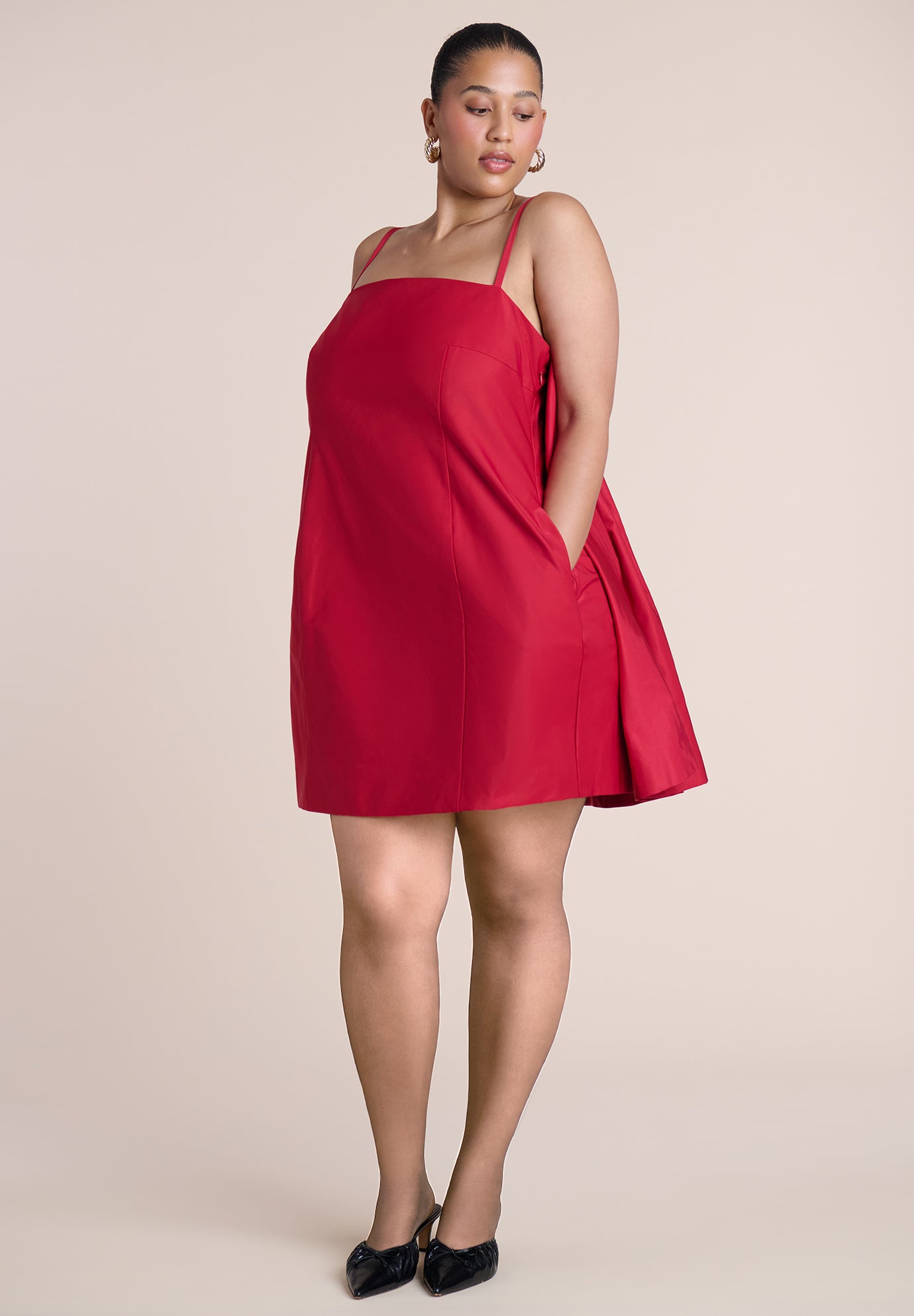 Cape Detail Taffeta Mini Dress image number 2