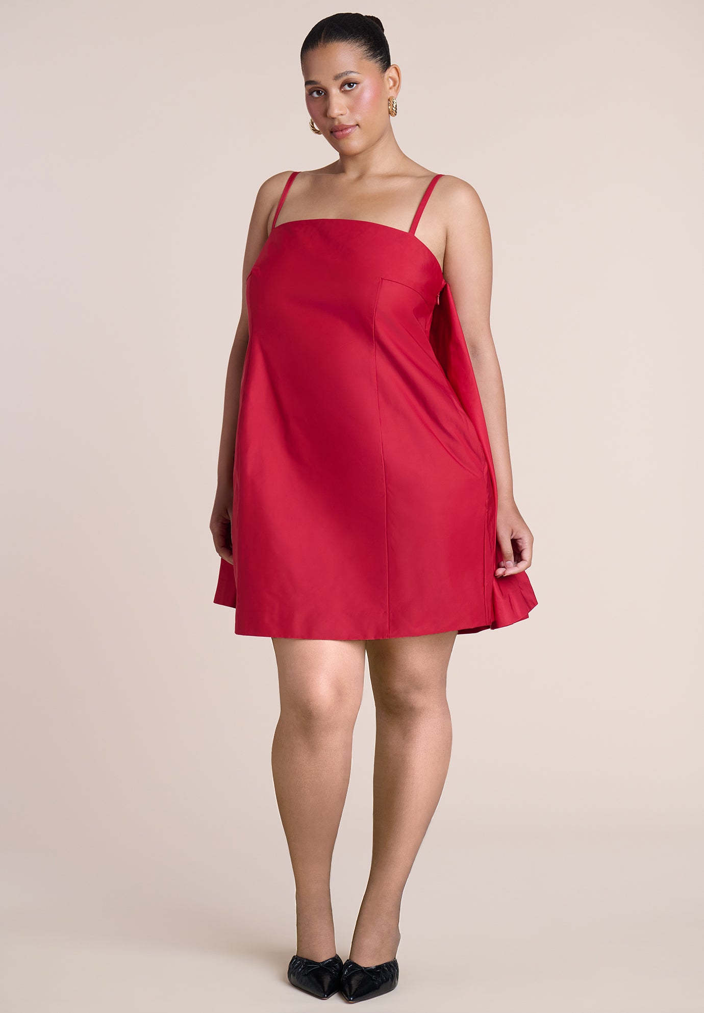 Cape Detail Taffeta Mini Dress image number 0