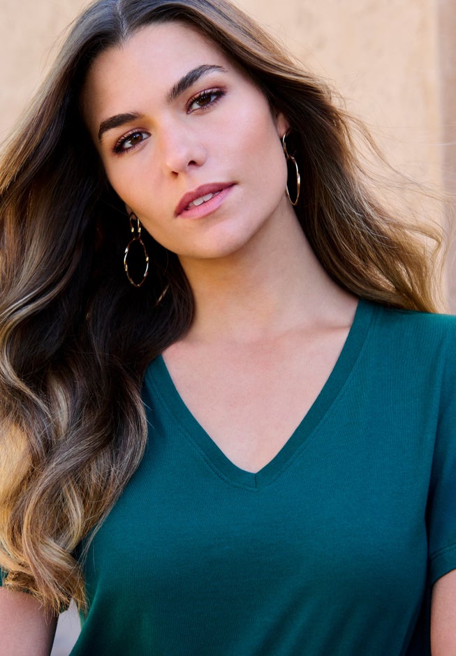 Plus Size Cotton Ultimate V-Neck Tee image number 4