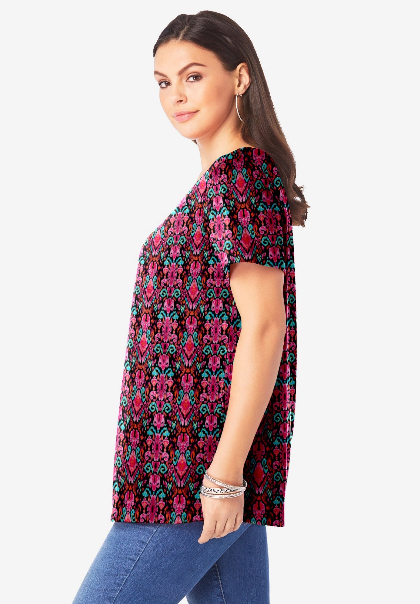 Plus Size Cotton Ultimate V-Neck Tee image number 3